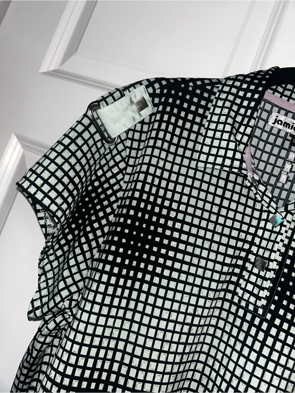 jamie sadock sea green and black Grid Short Sleeve Polo - Picture 3 of 9